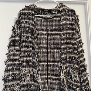 Zara Navy, Black, and Gold Fringe Jacket